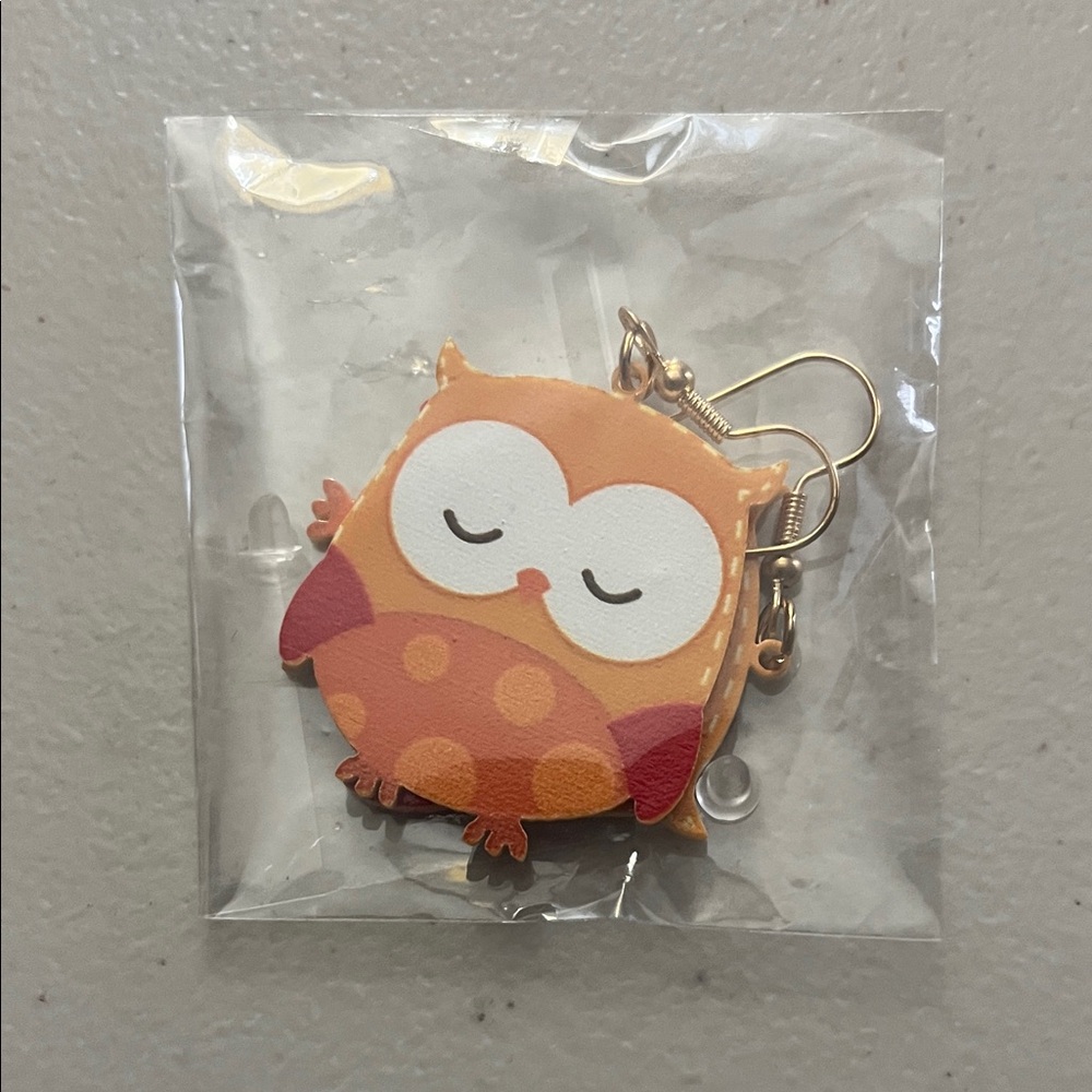 Charming Owl Earrings in Orange and Red